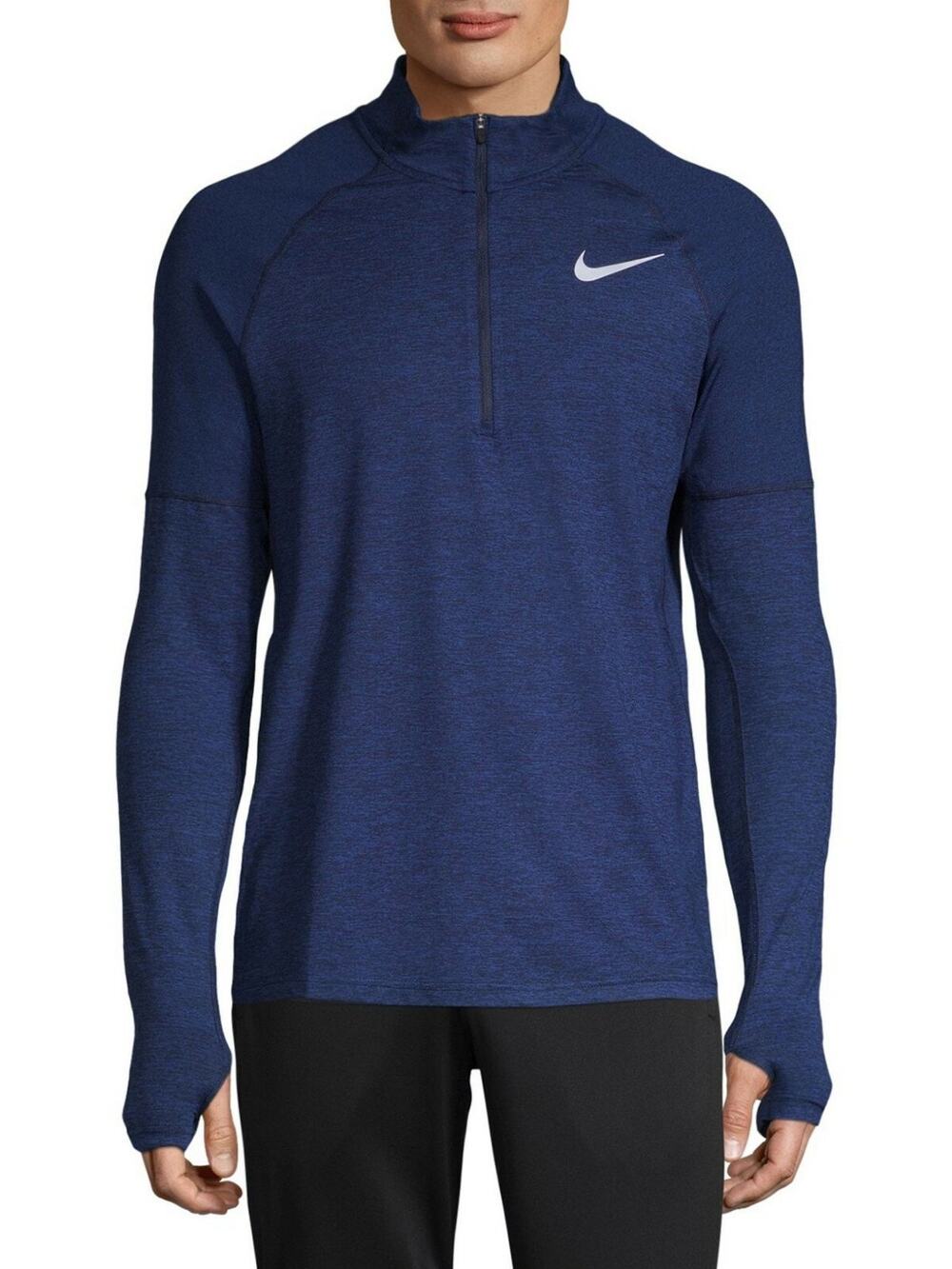 Nike Element 2.0 Running Mens T Shirt M Navy 1/4 Zip Long Sleeve Breathable NWOT